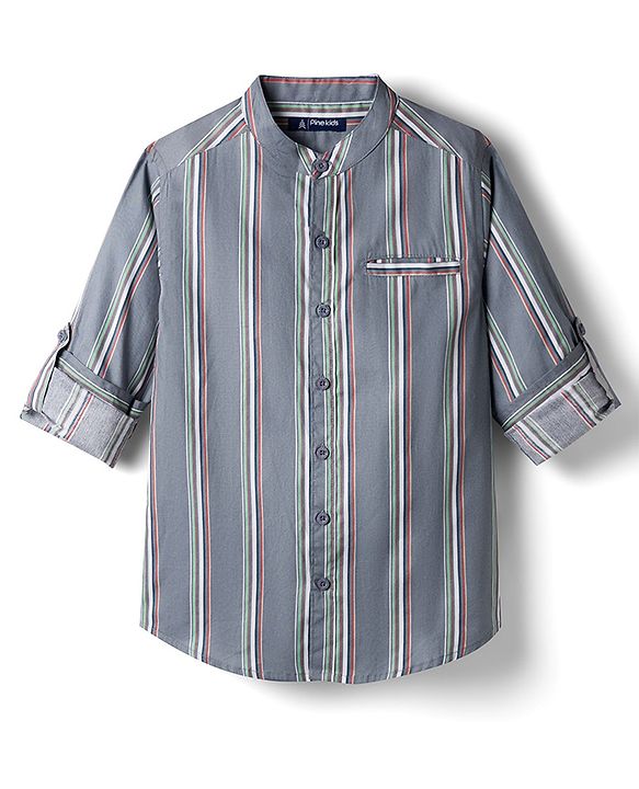 Pine Kids Cotton Woven Full Sleeves Striped Shirt - Multicolor