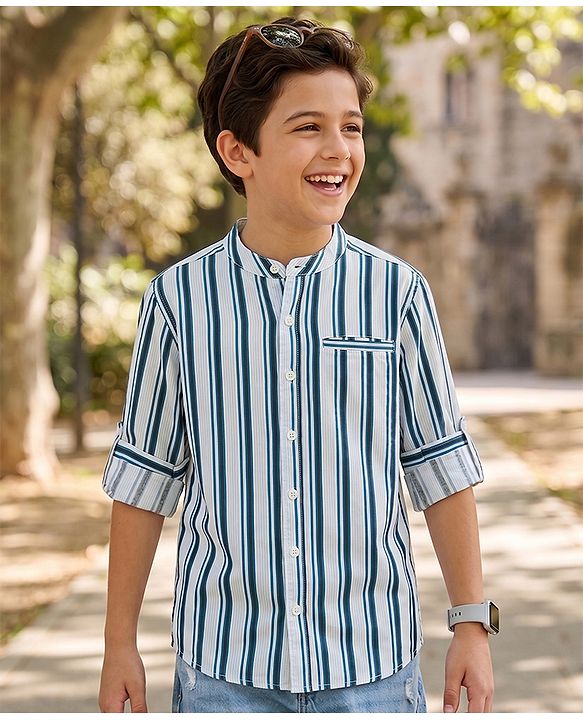 Pine Kids Cotton Woven Full Sleeves Striped Shirt - Multicolor