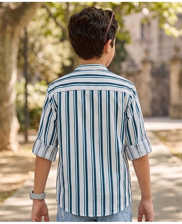 Pine Kids Cotton Woven Full Sleeves Striped Shirt - Multicolor