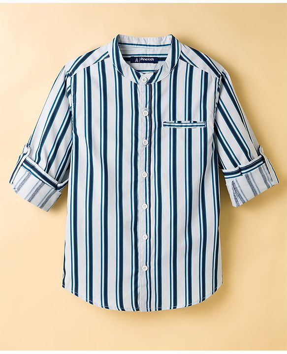 Pine Kids Cotton Woven Full Sleeves Striped Shirt - Multicolor
