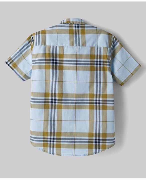 Pine Kids Cotton Woven Half Sleeves Checks Shirt With T-Shirt - Multicolor