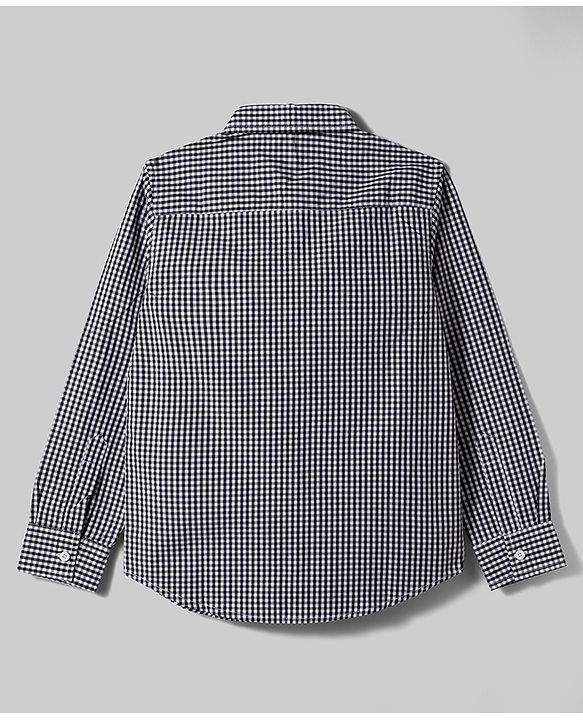 Pine Kids 100% Cotton Woven Full Sleeves Checks Shirt With Text Printed Tank T-Shirt - Black