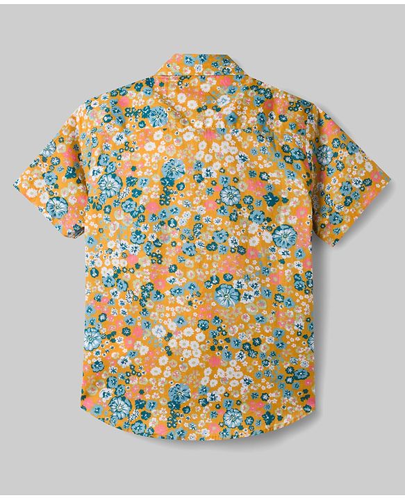 Pine Kids Cotton Woven Half Sleeves Floral Printed Shirt & T-Shirt - Multicolor