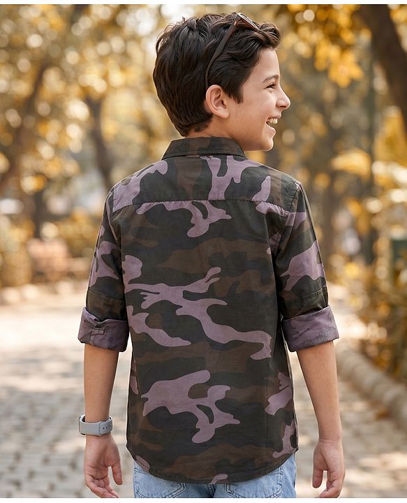 Pine Kids Cotton Woven Printed Shirts with Roll Up Sleeves Multi Color 4-5 Years