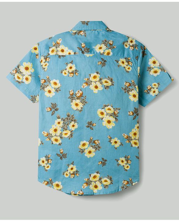 Pine Kids Cotton Woven Half Sleeves Floral Printed Shirt & T-Shirt - Multicolor