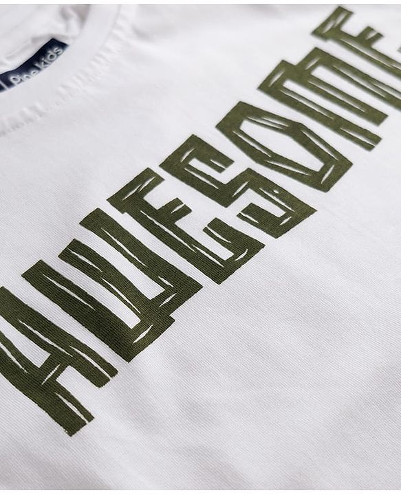 Pine Kids Cotton Woven Half Sleeves Striped Shirt With Text printed Tank T-Shirt - Green