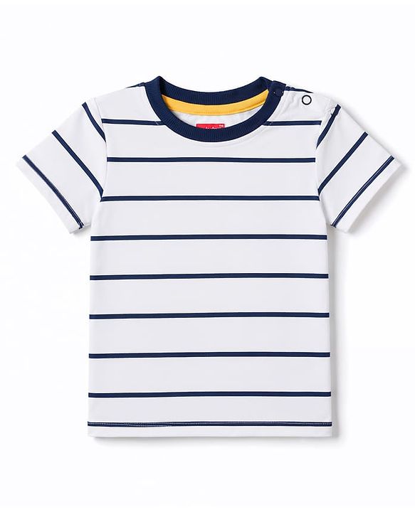 Babyhug Single Jersey Woven Half Sleeves Striped T-Shirt & Joggers Set With Hooded Denim Jacket - Blue Grey & Green
