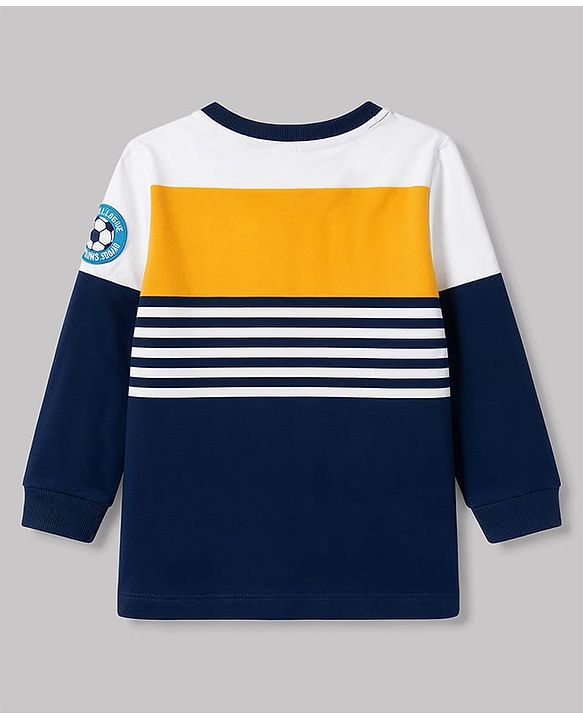 Babyhug Terry Knit Full Sleeves Striped T-Shirt & Joggers Set - Multicolor