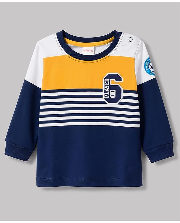 Babyhug Terry Knit Full Sleeves Striped T-Shirt & Joggers Set - Multicolor