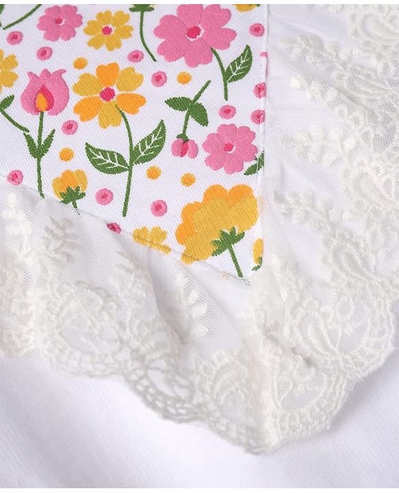 Babyhug 100% Cotton Knit Sweatshirt with Full Sleeves & Floral Print - White