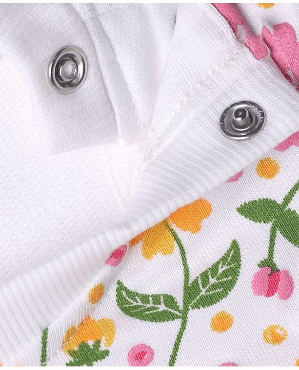 Babyhug 100% Cotton Knit Sweatshirt with Full Sleeves & Floral Print - White