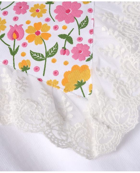 Babyhug 100% Cotton Knit Sweatshirt with Full Sleeves & Floral Print - White