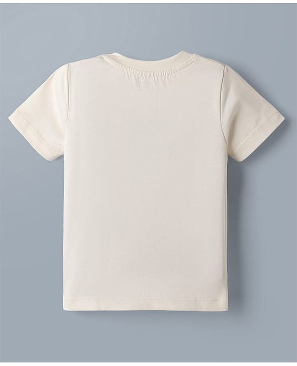 Babyhug Single Jersey Knit Half Sleeves T-Shirt & Denim Shorts Set with Dino Print - White