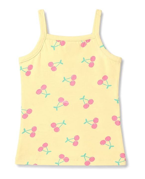 Babyhug 100% Cotton Single Jersey Knit Sleeveless Fruits Printed Slips Pack of 3 - Peach Yellow & Light Blue