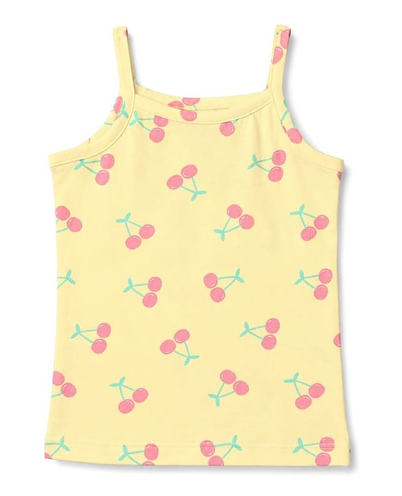 Babyhug 100% Cotton Single Jersey Knit Sleeveless Fruits Printed Slips Pack of 3 - Peach Yellow & Light Blue