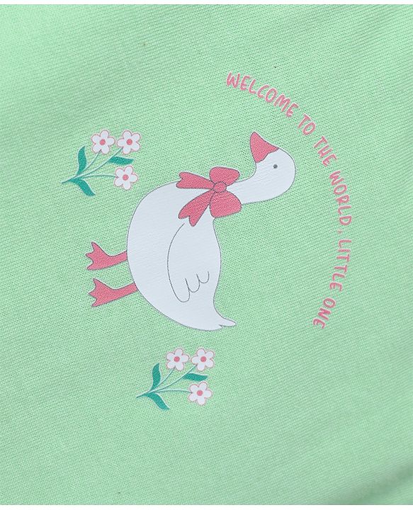 Babyhug 100% Cotton Knit Sleeveless Floral & Birds Printed Slips Pack Of 3 - Light Green Pink & White