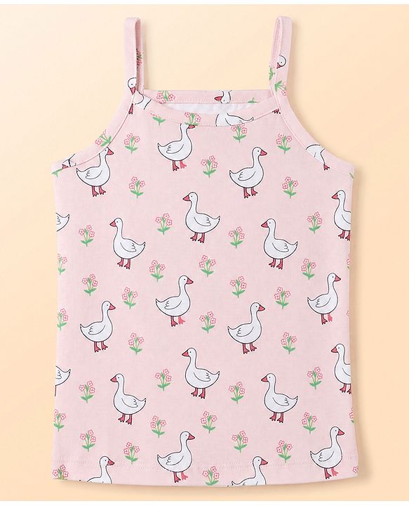 Babyhug 100% Cotton Knit Sleeveless Floral & Birds Printed Slips Pack Of 3 - Light Green Pink & White