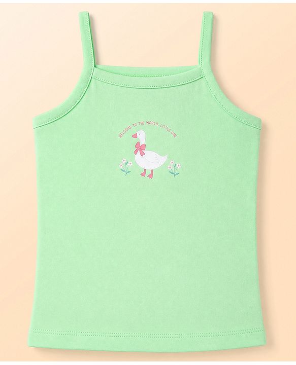 Babyhug 100% Cotton Knit Sleeveless Floral & Birds Printed Slips Pack Of 3 - Light Green Pink & White