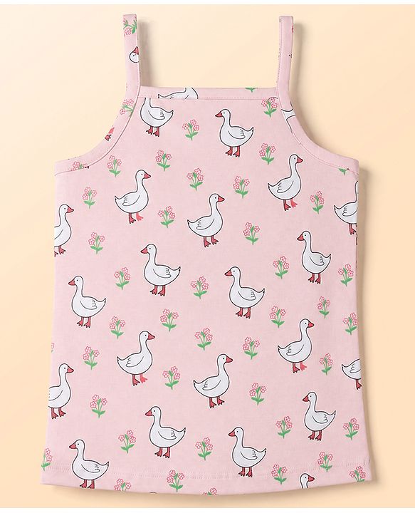 Babyhug 100% Cotton Knit Sleeveless Floral & Birds Printed Slips Pack Of 3 - Light Green Pink & White