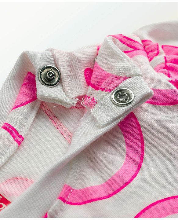 Babyhug 100% Cotton Knit Full Sleeves Cherry Printed Co-ords T-Shirt & Pyjama Night Suit - White