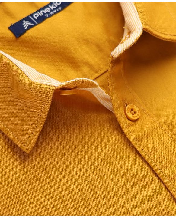 Pine Kids Cotton Woven Solid Shirt with Full Sleeves - Yellow