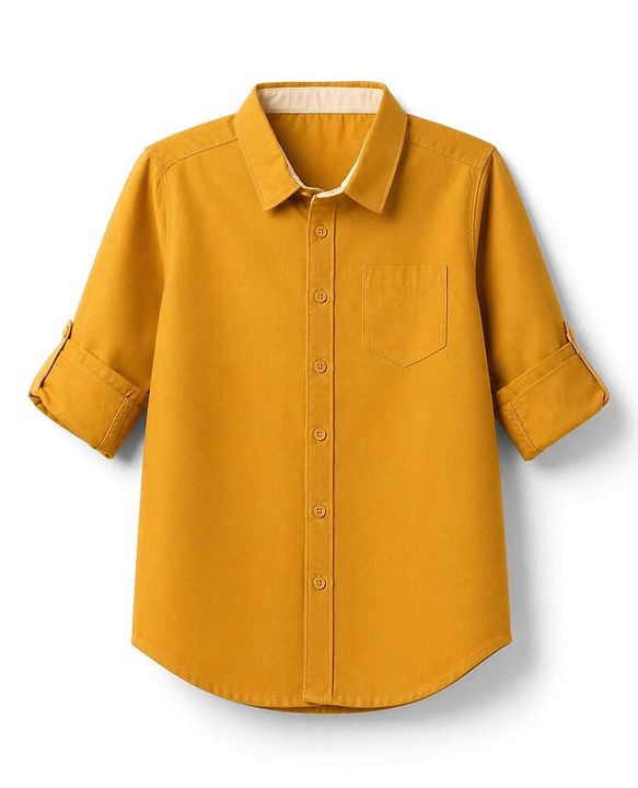 Pine Kids Cotton Woven Solid Shirt with Full Sleeves - Yellow