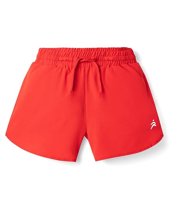 Pine Active Woven Above Knee Length Solid Shorts - Red
