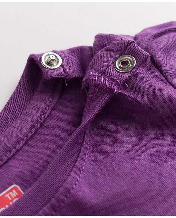 Babyhug Cotton Knit Half Sleeves Hearts Printed T-Shirt & Capri Pant Night Suit - Purple