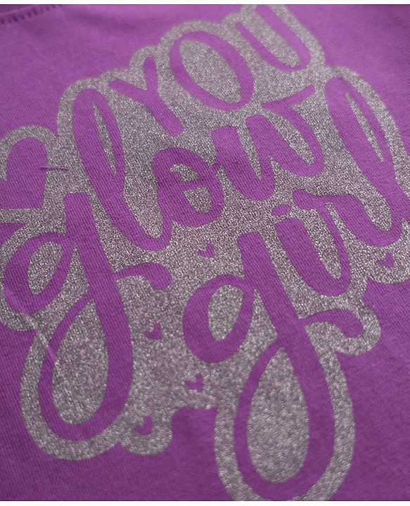 Babyhug Cotton Knit Half Sleeves Hearts Printed T-Shirt & Capri Pant Night Suit - Purple