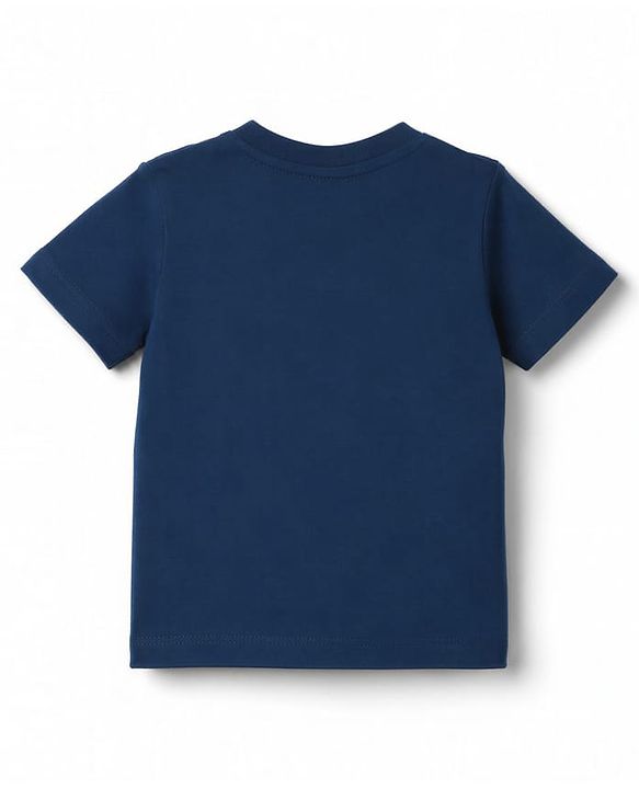 Babyhug Cotton Knit Half Sleeves T-Shirt & Shorts Night Suit With Game Print - Navy Blue