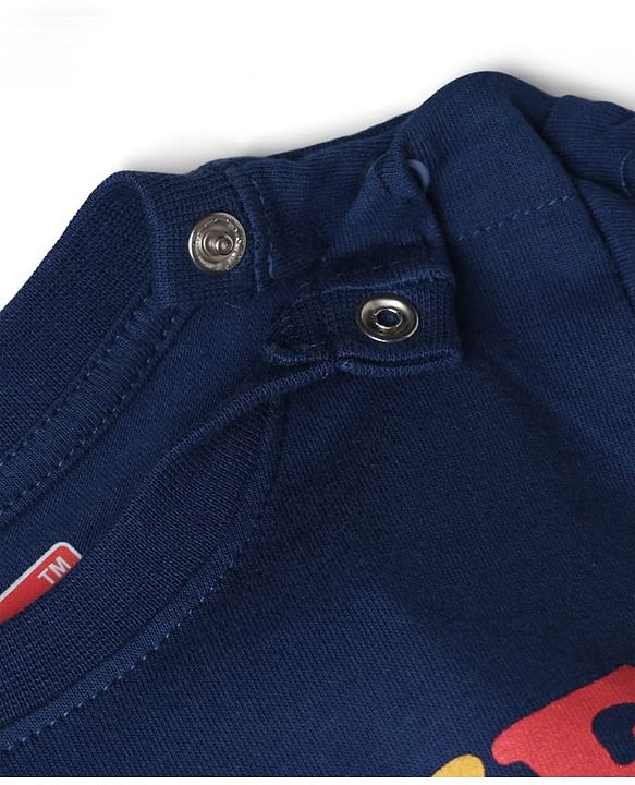 Babyhug Cotton Knit Half Sleeves T-Shirt & Shorts Night Suit With Game Print - Navy Blue