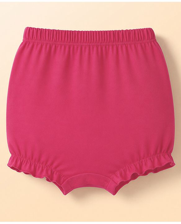 Babyhug 100% Cotton Knit Polka Dots & Floral Printed Bloomers Pack of 3 - Dark Pink & White