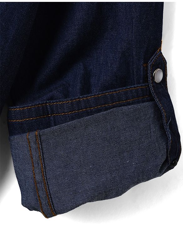 Pine Kids Denim Woven Full Roll Up Sleeves Shirt - Blue