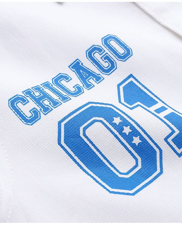 Pine Kids Cotton Woven Shirt with Full Sleeves and Chicago 01 Text Print - White
