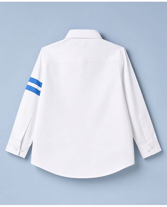 Pine Kids Cotton Woven Shirt with Full Sleeves and Chicago 01 Text Print - White