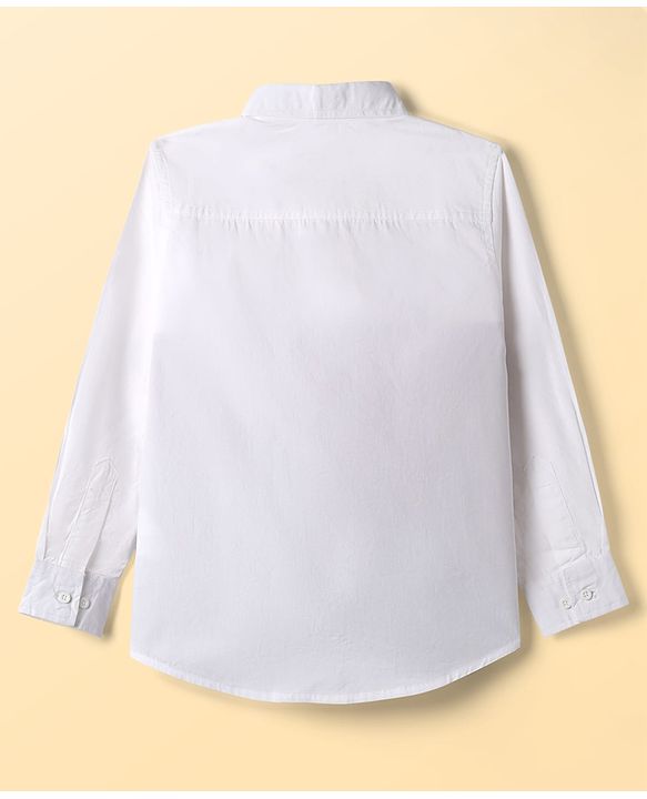 Pine Kids Cotton Woven Full Sleeves Colour Block Solid Colour Shirt - White Maroon & Navy