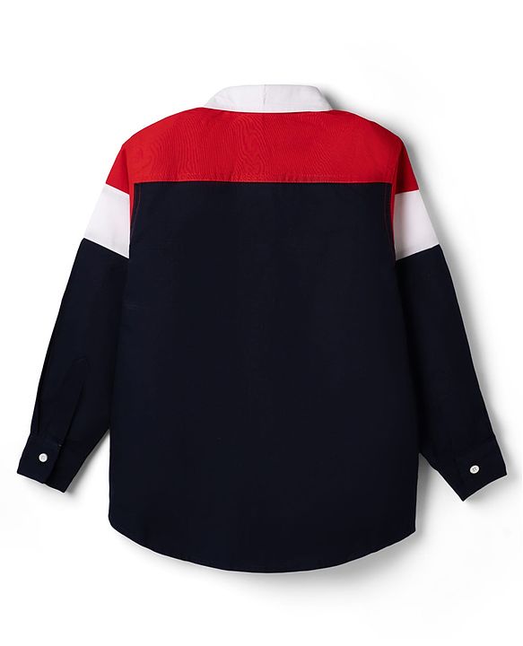 Pine Kids Cotton Woven Solid Shirts Roll Up Sleeves Navy Blue 4-5 Years