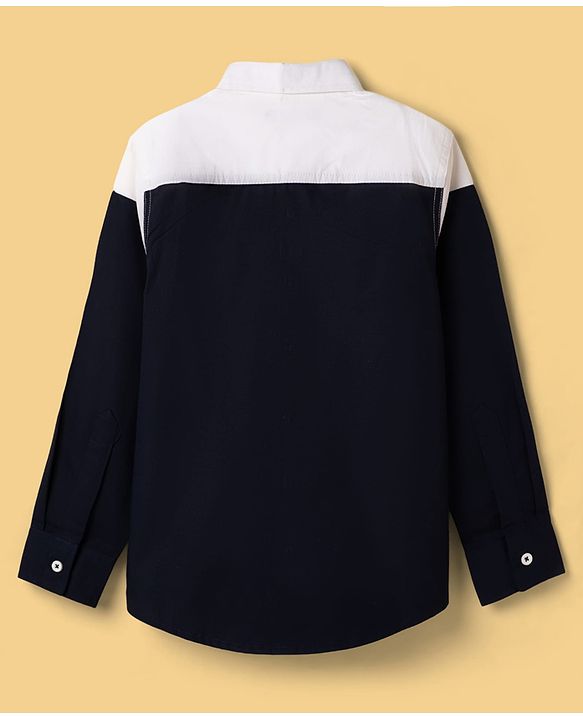 Pine Kids Cotton Woven Shirt Color Block Half Sleeves Navy Blue 4-5 Years