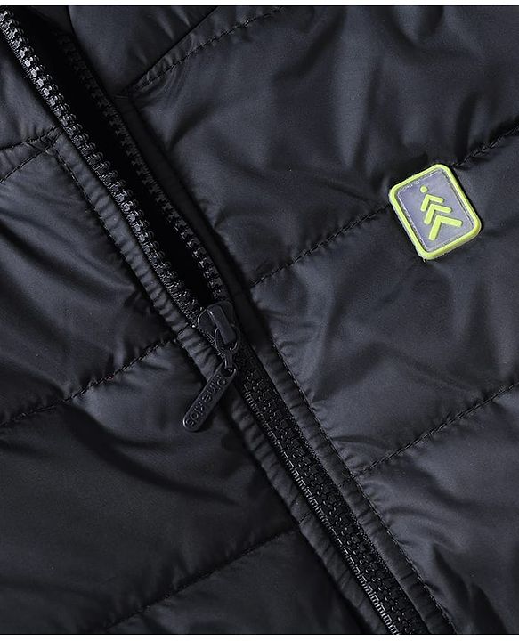 Pine Kids Woven Padded Winter Jacket with Full Sleeves - Black