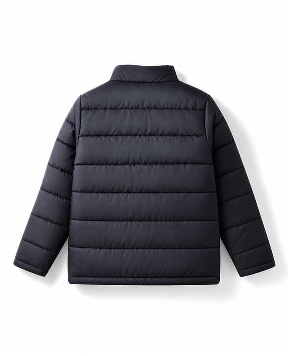 Pine Kids Woven Padded Winter Jacket with Full Sleeves - Black