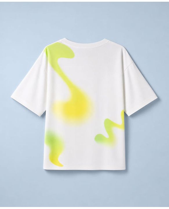 Pine Active Knit Drop Shoulder Half Sleeves T-Shirt with Tennis Club Print - White