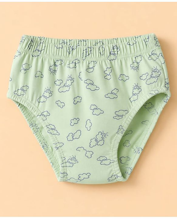 Babyhug 100% Cotton Knit Briefs With Animal Print Pack of 3 - Light Green, Lavender & White