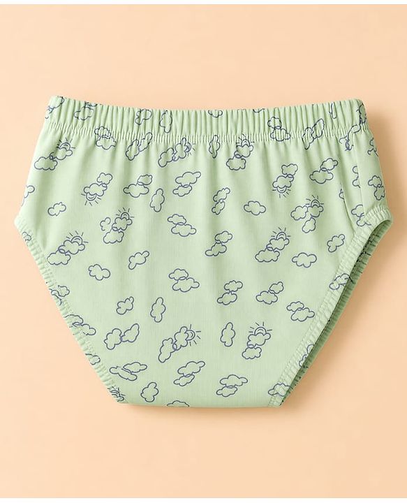 Babyhug 100% Cotton Knit Briefs With Animal Print Pack of 3 - Light Green, Lavender & White