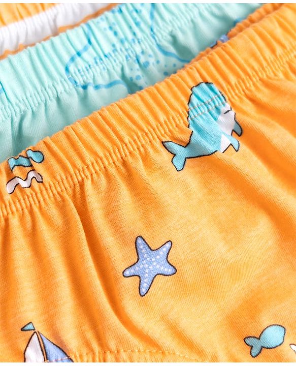 Babyhug 100% Cotton Knit Striped & Sea Life Printed Briefs Pack Of 3 - Multicolor