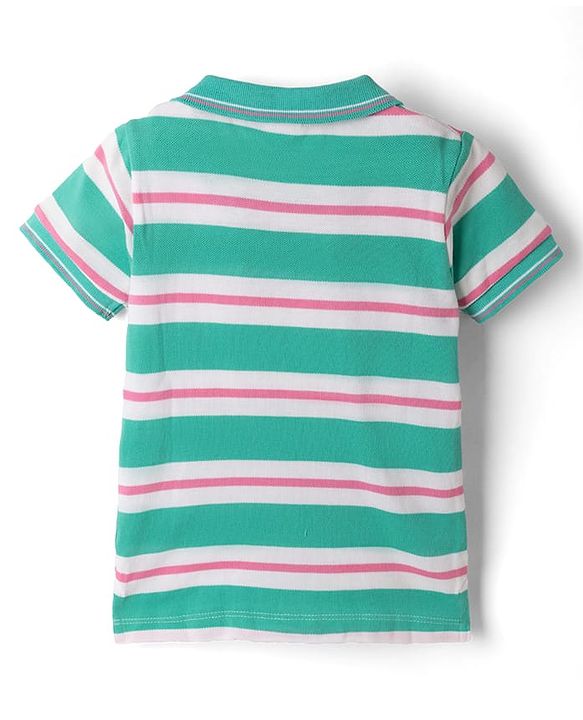 Babyhug Single Jersey Knit Half Sleeves Striped T-Shirt & Shorts - Blue