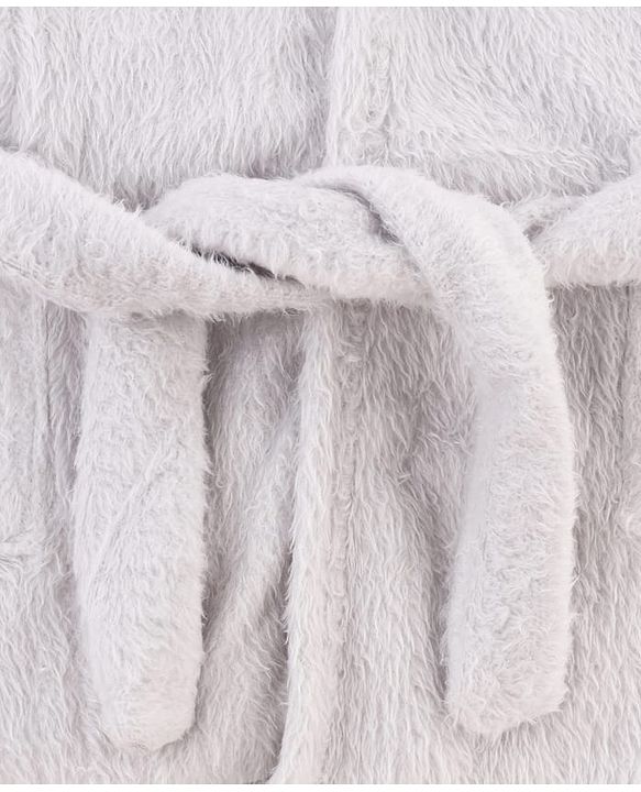 Babyhug Velour Knit Full Sleeves Hooded Bath Robe - Grey