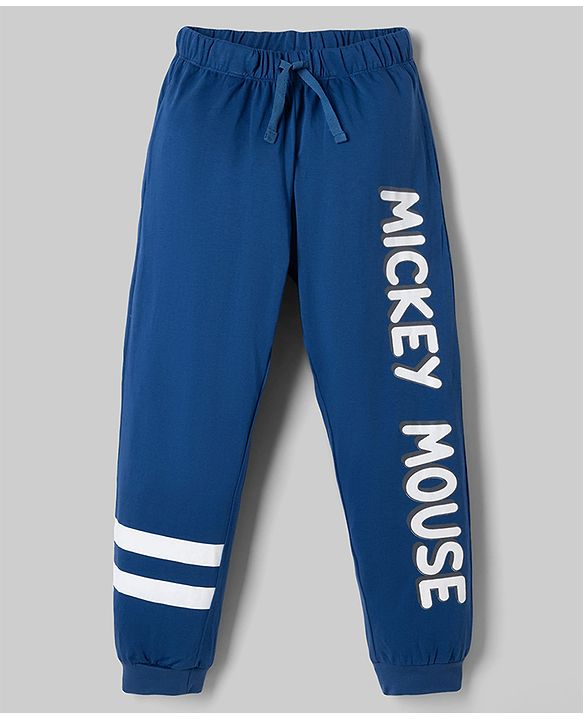 Pine Kids Disney Single Jersey Knit Full Sleeves T-Shirt & Pyjama Night Suit with Mickey Mouse Graphic - White