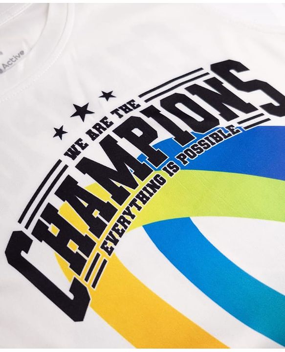 Pine Active Knit Sleeveless Front & Back Champions Printed  T-Shirt- White