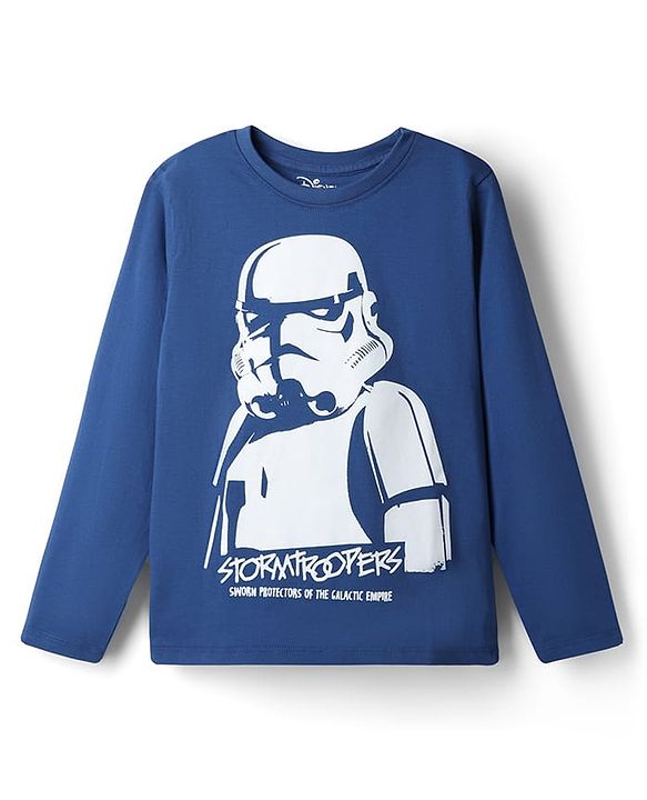 Pine Kids Single Jersey Knit Full Sleeves Star Wars Printed T-Shirt & Pyjama Night Suit- Blue