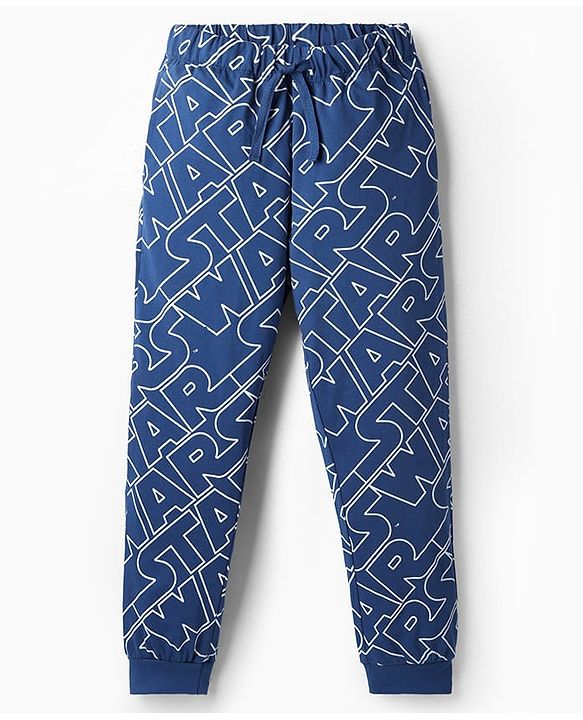 Pine Kids Single Jersey Knit Full Sleeves Star Wars Printed T-Shirt & Pyjama Night Suit- Blue